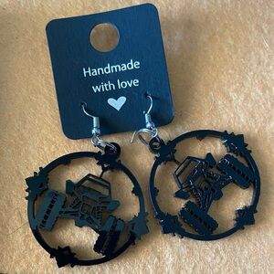 Black Handmade Acrylic SXS earrings